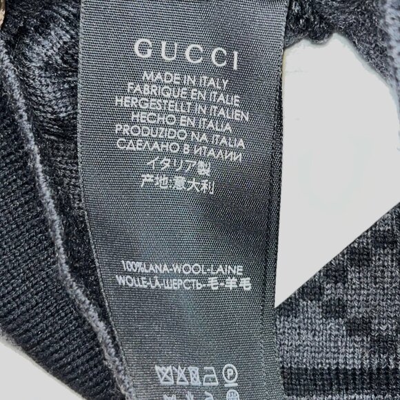 Gucci Men's Dark Brown Wool Diamond Logo Print Beanie Hat - Picture 5 of 5